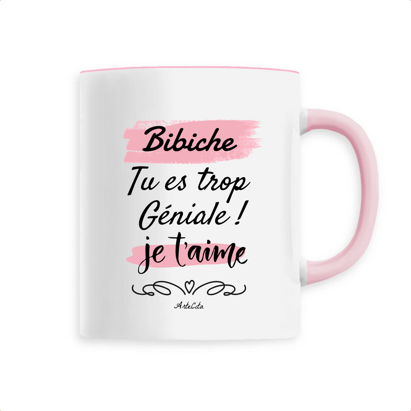 Cadeau anniversaire : Mug - Bibiche je t'aime - 6 Coloris - Cadeau Tendre & Original - Cadeau Personnalisable - Cadeaux-Positifs.com -Unique-Rose-