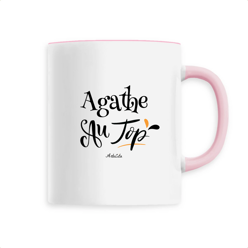 Cadeau anniversaire : Mug - Agathe au Top - 6 Coloris - Cadeau Original - Cadeau Personnalisable - Cadeaux-Positifs.com -Unique-Rose-