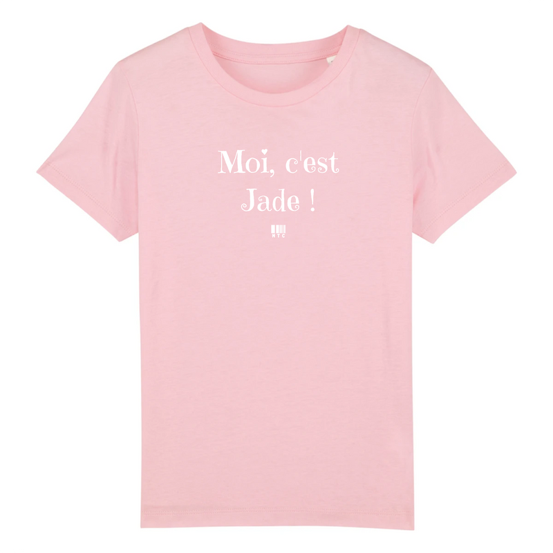 Cadeau anniversaire : T-Shirt Enfant - Moi c'est Jade - Coton Bio - 5 Coloris - Cadeau Original - Cadeau Personnalisable - Cadeaux-Positifs.com -3-4 ans-Rose-