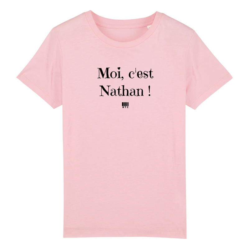 Cadeau anniversaire : T-Shirt Enfant - Moi c'est Nathan - Coton Bio - Cadeau Original - Cadeau Personnalisable - Cadeaux-Positifs.com -3-4 ans-Rose-