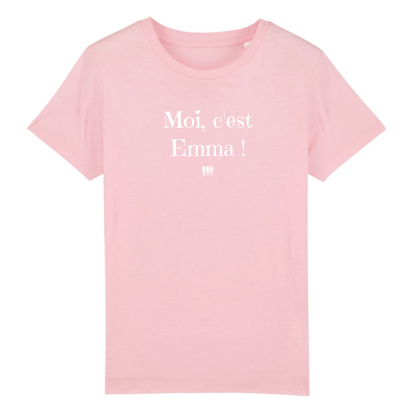 T-Shirt Enfant - Moi c'est Emma - Coton Bio - Cadeau Original - Cadeau Personnalisable - Cadeaux-Positifs.com -3-4 ans-Rose-
