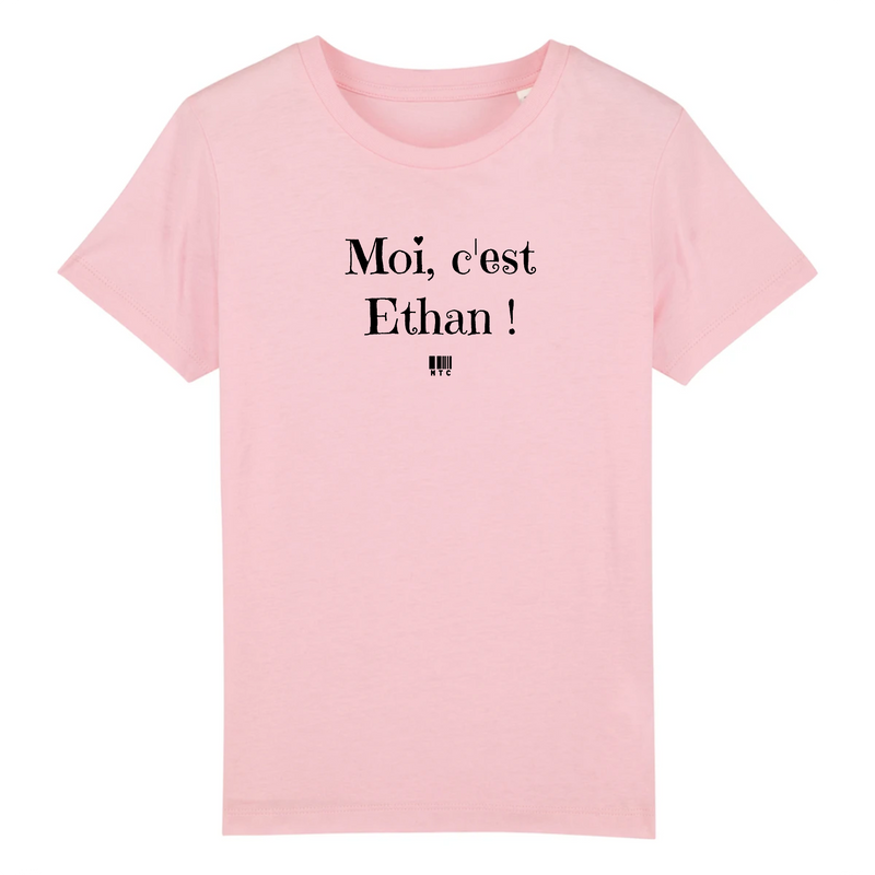 Cadeau anniversaire : T-Shirt Enfant - Moi c'est Ethan - Coton Bio - Cadeau Original - Cadeau Personnalisable - Cadeaux-Positifs.com -3-4 ans-Rose-