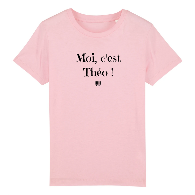 Cadeau anniversaire : T-Shirt Enfant - Moi c'est Théo - Coton Bio - Cadeau Original - Cadeau Personnalisable - Cadeaux-Positifs.com -3-4 ans-Rose-