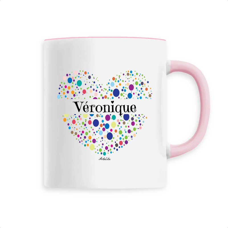 Cadeau anniversaire : Mug - Véronique (Coeur) - 6 Coloris - Cadeau Unique & Tendre - Cadeau Personnalisable - Cadeaux-Positifs.com -Unique-Rose-