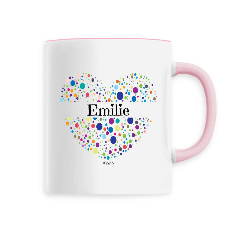 Cadeau anniversaire : Mug - Emilie (Coeur) - 6 Coloris - Cadeau Unique & Tendre - Cadeau Personnalisable - Cadeaux-Positifs.com -Unique-Rose-