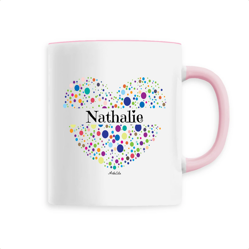 Cadeau anniversaire : Mug - Nathalie (Coeur) - 6 Coloris - Cadeau Unique & Tendre - Cadeau Personnalisable - Cadeaux-Positifs.com -Unique-Rose-