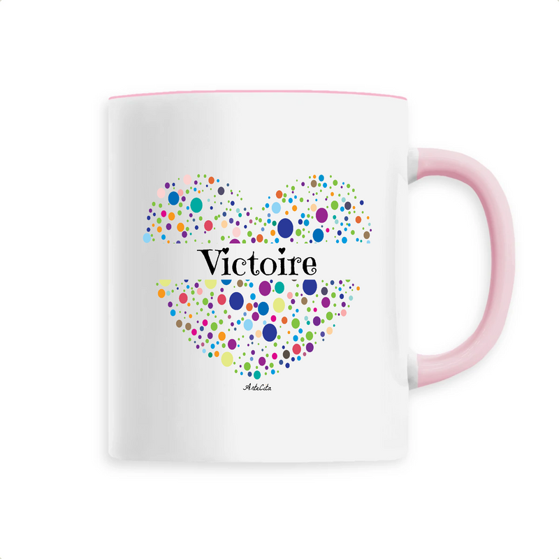 Cadeau anniversaire : Mug - Victoire (Coeur) - 6 Coloris - Cadeau Unique & Tendre - Cadeau Personnalisable - Cadeaux-Positifs.com -Unique-Rose-