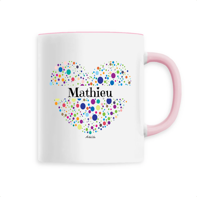 Cadeau anniversaire : Mug - Mathieu (Coeur) - 6 Coloris - Cadeau Unique & Tendre - Cadeau Personnalisable - Cadeaux-Positifs.com -Unique-Rose-