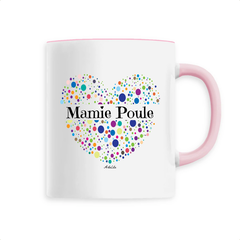 Cadeau anniversaire : Mug - Mamie Poule (Coeur) - 6 Coloris - Cadeau Unique & Tendre - Cadeau Personnalisable - Cadeaux-Positifs.com -Unique-Rose-