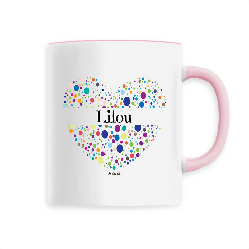 Cadeau anniversaire : Mug - Lilou (Coeur) - 6 Coloris - Cadeau Unique & Tendre - Cadeau Personnalisable - Cadeaux-Positifs.com -Unique-Rose-