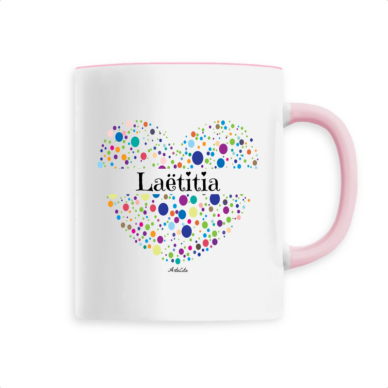 Cadeau anniversaire : Mug - Laëtitia (Coeur) - 6 Coloris - Cadeau Unique & Tendre - Cadeau Personnalisable - Cadeaux-Positifs.com -Unique-Rose-