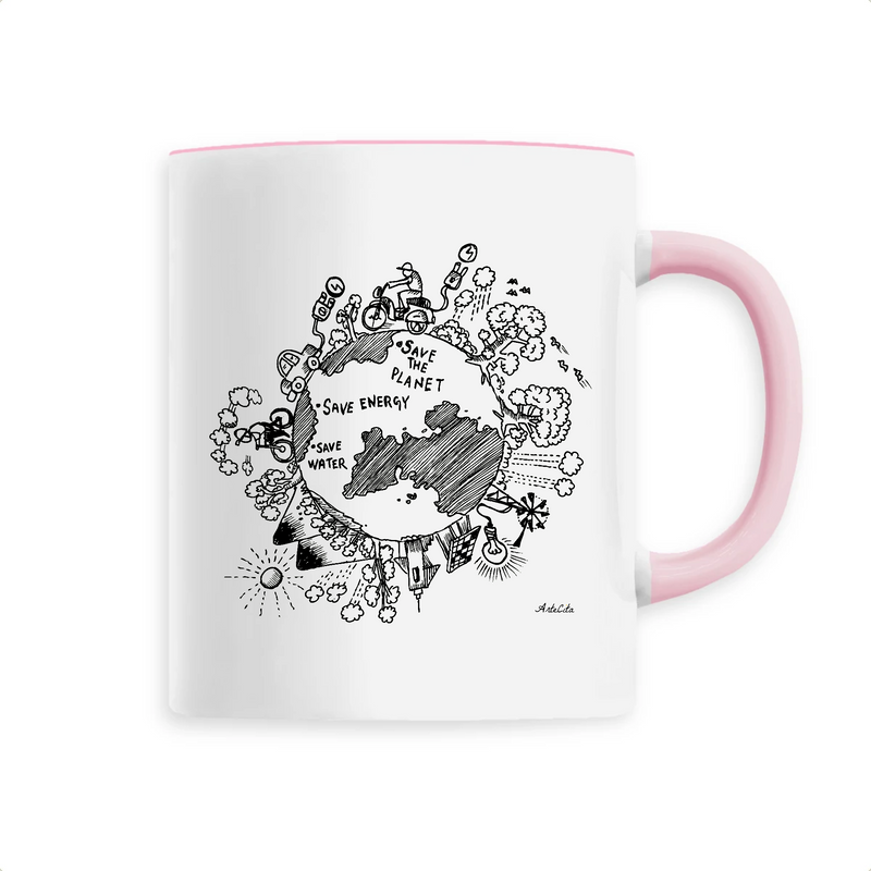 Cadeau anniversaire : Mug - Save the Planet - 6 Coloris - Cadeau Engagé - Cadeau Personnalisable - Cadeaux-Positifs.com -Unique-Rose-