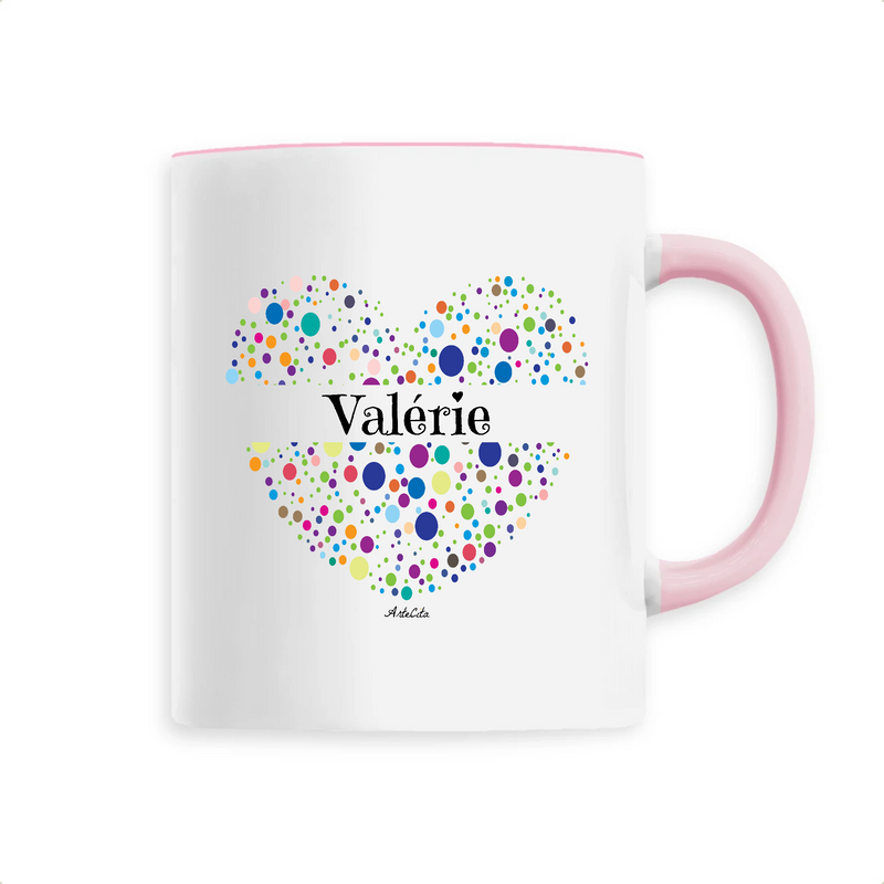 Cadeau anniversaire : Mug - Valérie (Coeur) - 6 Coloris - Cadeau Unique & Tendre - Cadeau Personnalisable - Cadeaux-Positifs.com -Unique-Rose-