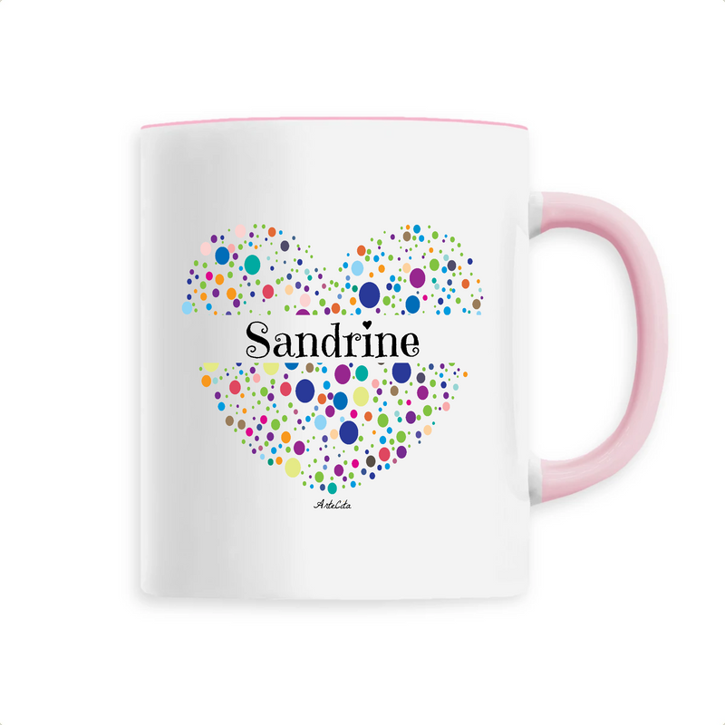 Cadeau anniversaire : Mug - Sandrine (Coeur) - 6 Coloris - Cadeau Unique & Tendre - Cadeau Personnalisable - Cadeaux-Positifs.com -Unique-Rose-