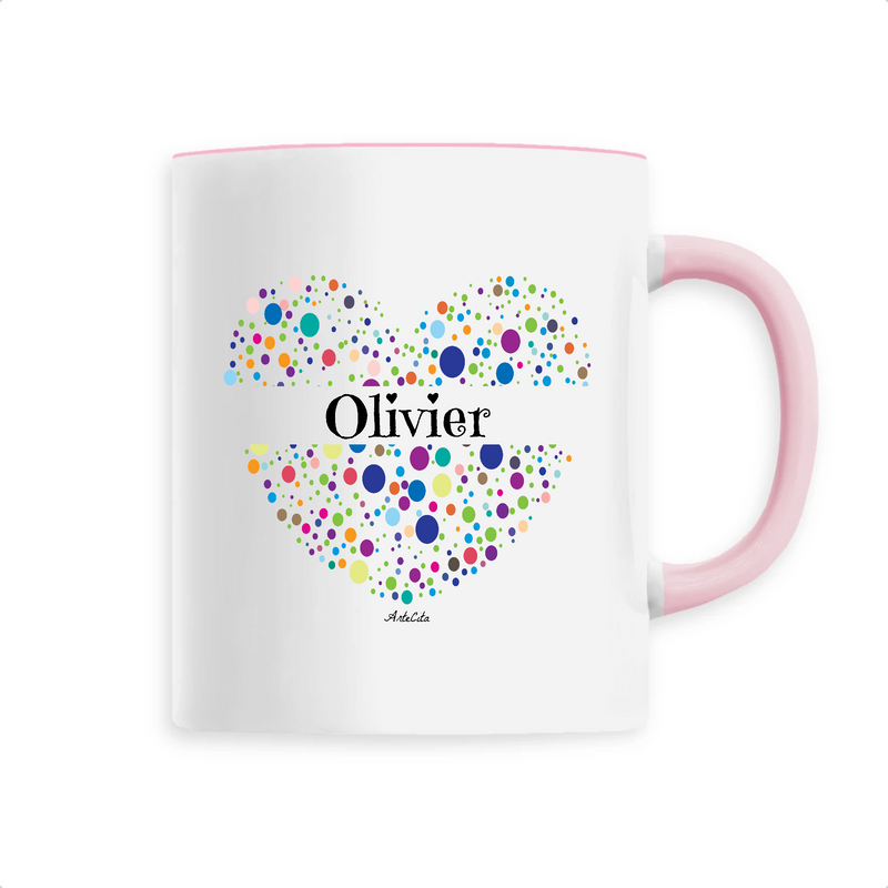Cadeau anniversaire : Mug - Olivier (Coeur) - 6 Coloris - Cadeau Unique & Tendre - Cadeau Personnalisable - Cadeaux-Positifs.com -Unique-Rose-