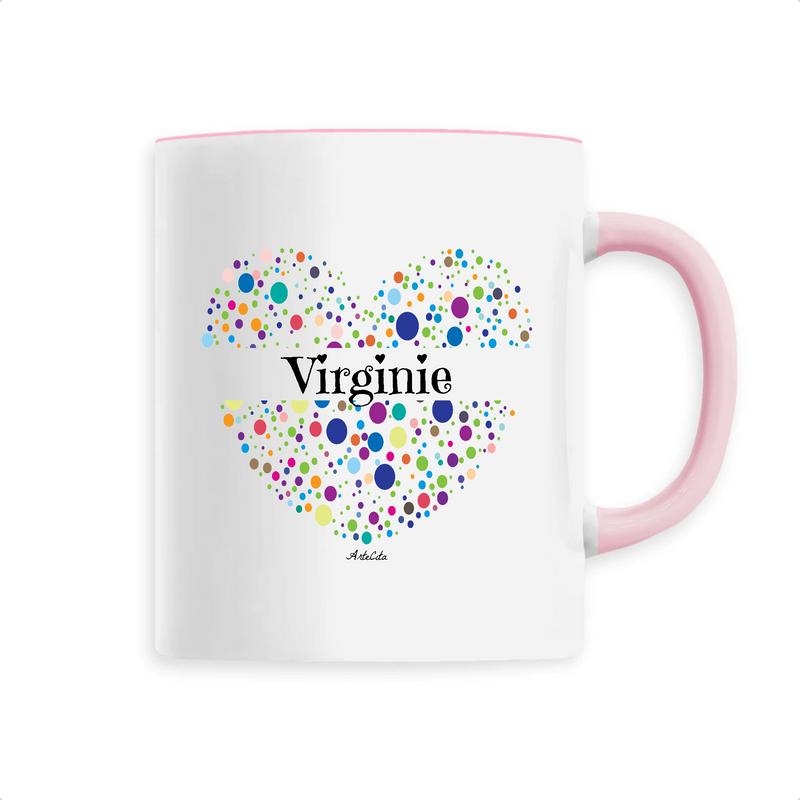 Cadeau anniversaire : Mug - Virginie (Coeur) - 6 Coloris - Cadeau Unique & Tendre - Cadeau Personnalisable - Cadeaux-Positifs.com -Unique-Rose-