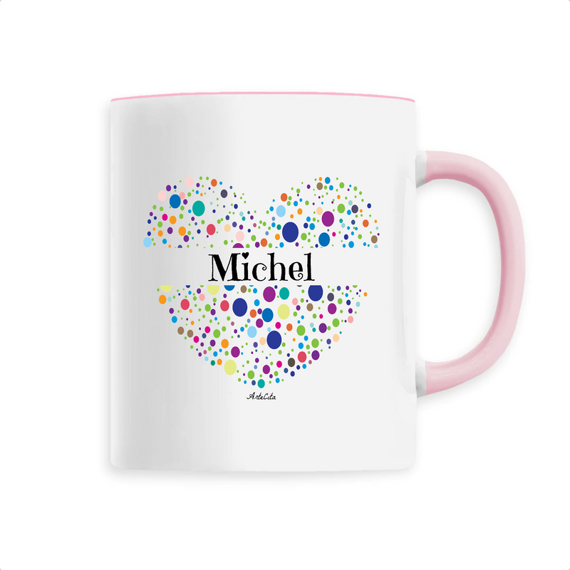 Cadeau anniversaire : Mug - Michel (Coeur) - 6 Coloris - Cadeau Unique & Tendre - Cadeau Personnalisable - Cadeaux-Positifs.com -Unique-Rose-
