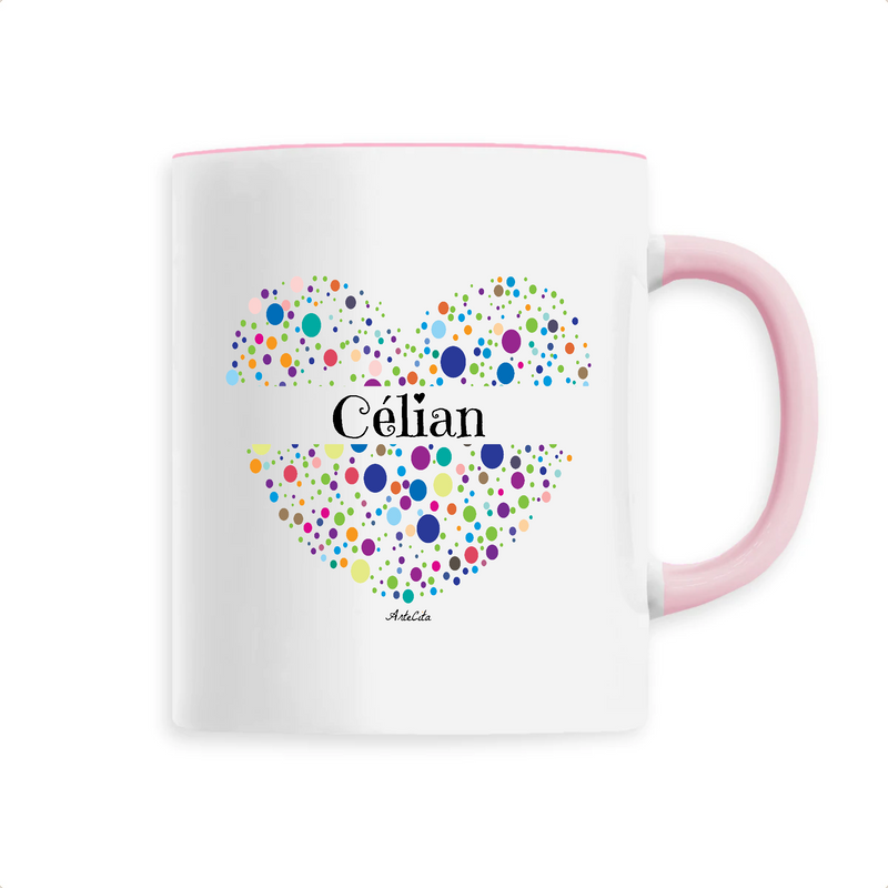 Cadeau anniversaire : Mug - Célian (Coeur) - 6 Coloris - Cadeau Unique & Tendre - Cadeau Personnalisable - Cadeaux-Positifs.com -Unique-Rose-