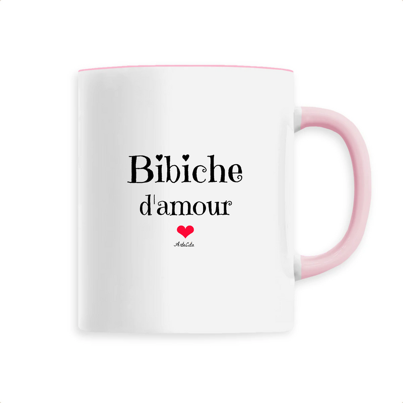 Cadeau anniversaire : Mug - Bibiche d'amour - 6 Coloris - Cadeau Original & Tendre - Cadeau Personnalisable - Cadeaux-Positifs.com -Unique-Rose-