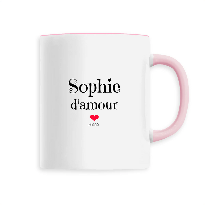 Cadeau anniversaire : Mug - Sophie d'amour - 6 Coloris - Cadeau Original & Tendre - Cadeau Personnalisable - Cadeaux-Positifs.com -Unique-Rose-