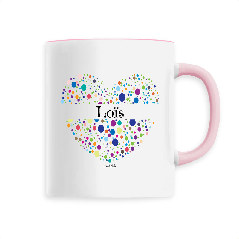 Cadeau anniversaire : Mug - Loïs (Coeur) - 6 Coloris - Cadeau Unique & Tendre - Cadeau Personnalisable - Cadeaux-Positifs.com -Unique-Rose-