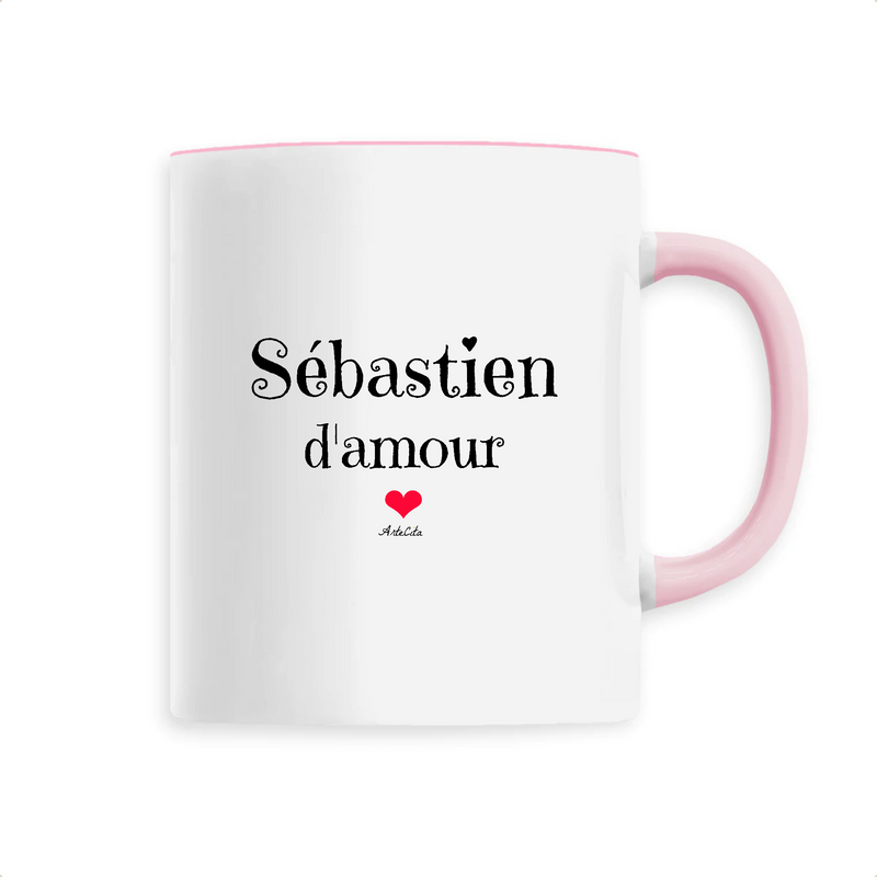 Cadeau anniversaire : Mug - Sébastien d'amour - 6 Coloris - Cadeau Original & Tendre - Cadeau Personnalisable - Cadeaux-Positifs.com -Unique-Rose-