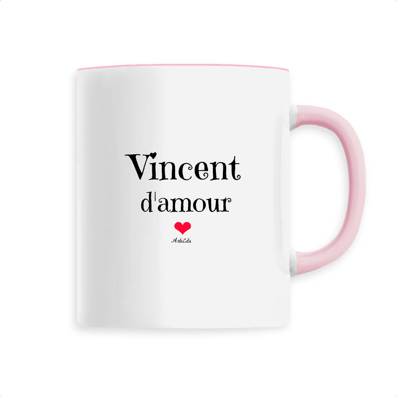 Cadeau anniversaire : Mug - Vincent d'amour - 6 Coloris - Cadeau Original & Tendre - Cadeau Personnalisable - Cadeaux-Positifs.com -Unique-Rose-