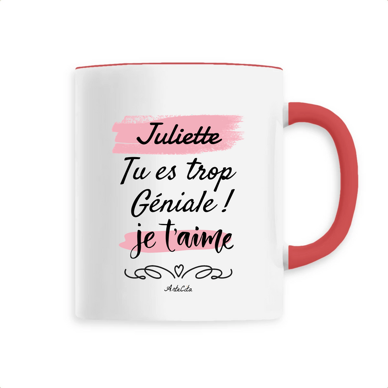Cadeau anniversaire : Mug - Juliette je t'aime - 6 Coloris - Cadeau Tendre - Cadeau Personnalisable - Cadeaux-Positifs.com -Unique-Rouge-