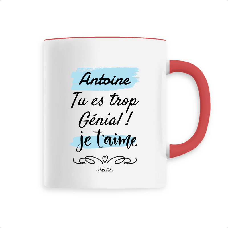 Cadeau anniversaire : Mug - Antoine je t'aime - 6 Coloris - Cadeau Tendre & Original - Cadeau Personnalisable - Cadeaux-Positifs.com -Unique-Rouge-