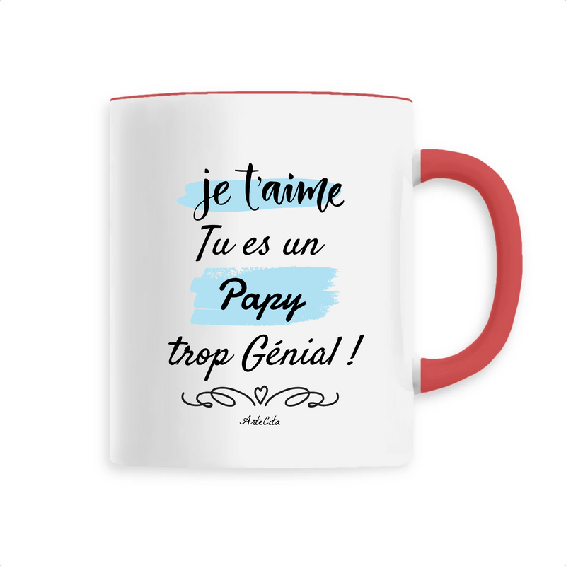 Cadeau anniversaire : Mug - Papy je t'aime - 6 Coloris - Cadeau Original - Cadeau Personnalisable - Cadeaux-Positifs.com -Unique-Rouge-