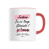 Mug - Justine je t'aime - 6 Coloris - Cadeau Tendre - Cadeau Personnalisable - Cadeaux-Positifs.com -Unique-Rouge-