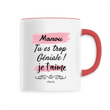 Mug - Manou je t'aime - 6 Coloris - Cadeau Tendre - Cadeau Personnalisable - Cadeaux-Positifs.com -Unique-Rouge-