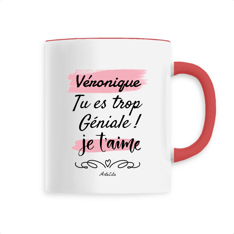 Cadeau anniversaire : Mug - Véronique, je t'aime - 6 Coloris - Cadeau Tendre - Cadeau Personnalisable - Cadeaux-Positifs.com -Unique-Rouge-
