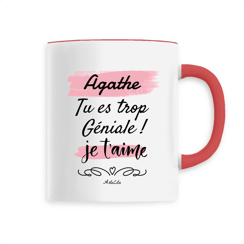 Cadeau anniversaire : Mug - Agathe je t'aime - 6 Coloris - Cadeau Tendre & Original - Cadeau Personnalisable - Cadeaux-Positifs.com -Unique-Rouge-