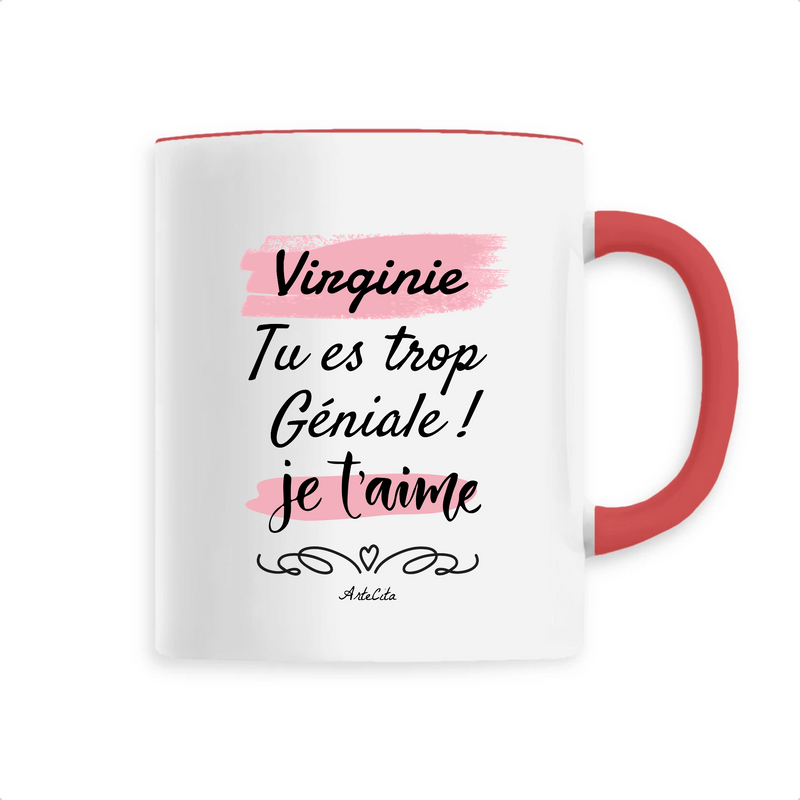 Cadeau anniversaire : Mug - Virginie je t'aime - 6 Coloris - Cadeau Tendre & Original - Cadeau Personnalisable - Cadeaux-Positifs.com -Unique-Rouge-