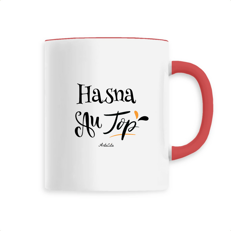 Cadeau anniversaire : Mug - Hasna au Top - 6 Coloris - Cadeau Original - Cadeau Personnalisable - Cadeaux-Positifs.com -Unique-Rouge-