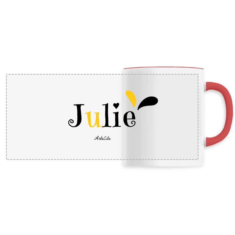 Cadeau anniversaire : Mug - Julie - 6 Coloris - Cadeau Original - Cadeau Personnalisable - Cadeaux-Positifs.com -Unique-Rouge-