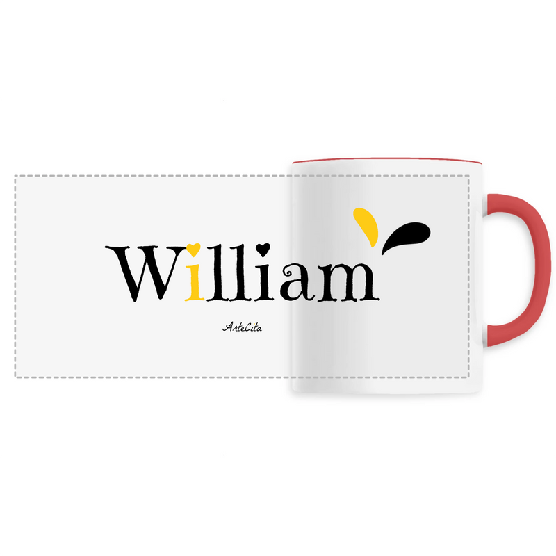Cadeau anniversaire : Mug - William - 6 Coloris - Cadeau Original - Cadeau Personnalisable - Cadeaux-Positifs.com -Unique-Rouge-
