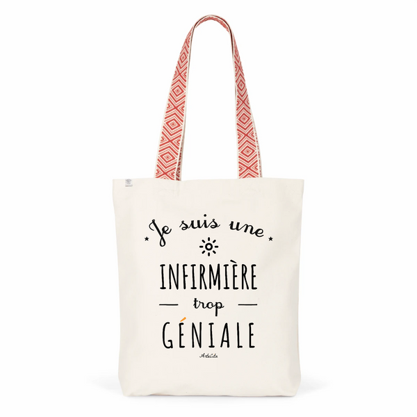 Tote Bag Premium - Infirmière trop Géniale - 2 Coloris - Cadeau Durable - Cadeau Personnalisable - Cadeaux-Positifs.com -Unique-Rouge-