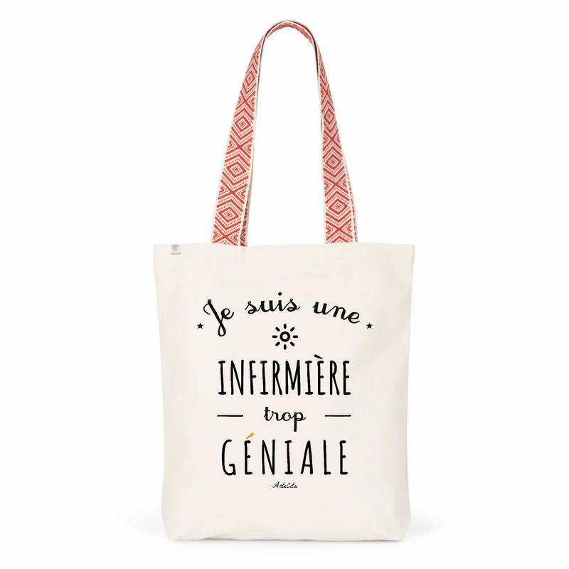 Cadeau anniversaire : Tote Bag Premium - Infirmière trop Géniale - 2 Coloris - Cadeau Durable - Cadeau Personnalisable - Cadeaux-Positifs.com -Unique-Rouge-