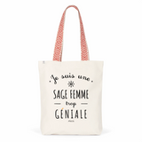 Tote Bag Premium - Sage Femme trop Géniale - 2 Coloris - Cadeau Durable - Cadeau Personnalisable - Cadeaux-Positifs.com -Unique-Rouge-