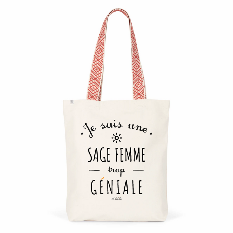 Cadeau anniversaire : Tote Bag Premium - Sage Femme trop Géniale - 2 Coloris - Cadeau Durable - Cadeau Personnalisable - Cadeaux-Positifs.com -Unique-Rouge-