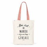 Tote Bag Premium - Manou est trop Géniale - 2 Coloris - Cadeau Durable - Cadeau Personnalisable - Cadeaux-Positifs.com -Unique-Rouge-