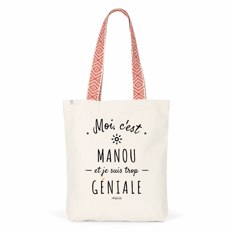 Cadeau anniversaire : Tote Bag Premium - Manou est trop Géniale - 2 Coloris - Cadeau Durable - Cadeau Personnalisable - Cadeaux-Positifs.com -Unique-Rouge-