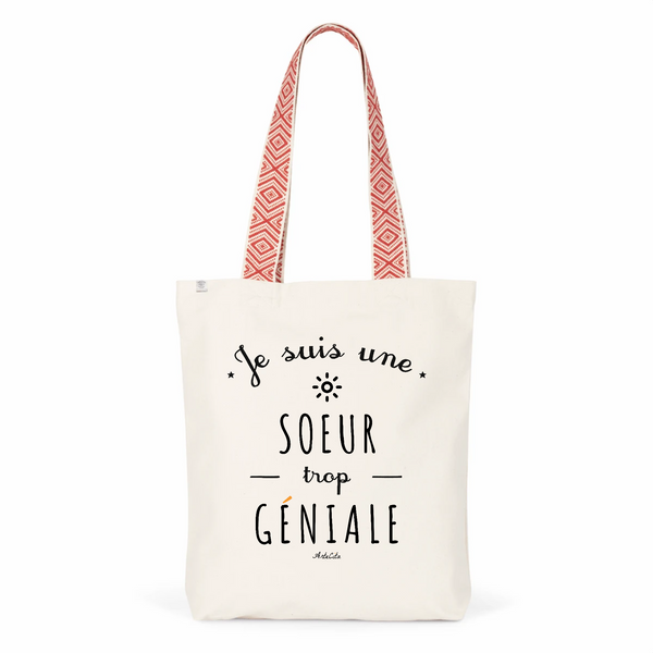 Tote Bag Premium - Soeur trop Géniale - 2 Coloris - Cadeau Durable - Cadeau Personnalisable - Cadeaux-Positifs.com -Unique-Rouge-