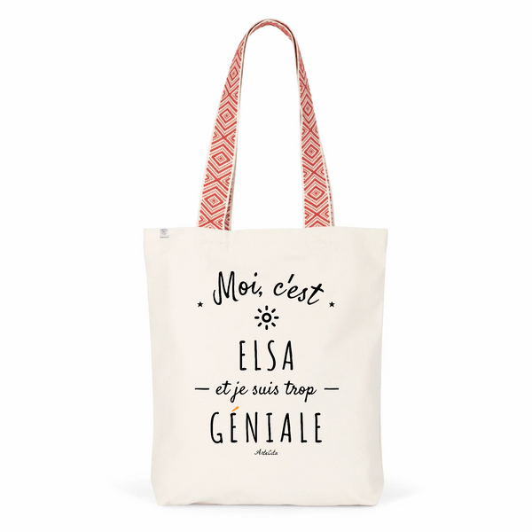 Tote Bag Premium - Elsa est trop Géniale - 2 Coloris - Cadeau Durable - Cadeau Personnalisable - Cadeaux-Positifs.com -Unique-Rouge-
