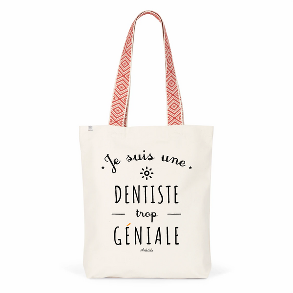 Tote Bag Premium - Dentiste trop Géniale - 2 Coloris - Cadeau Durable - Cadeau Personnalisable - Cadeaux-Positifs.com -Unique-Rouge-