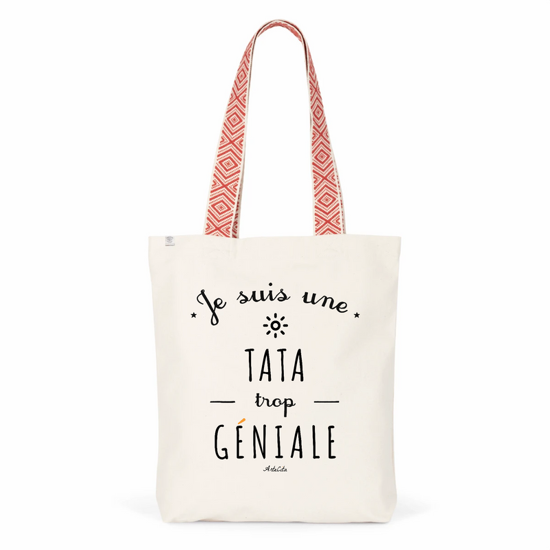 Cadeau anniversaire : Tote Bag Premium - Tata trop Géniale - 2 Coloris - Cadeau Durable - Cadeau Personnalisable - Cadeaux-Positifs.com -Unique-Rouge-