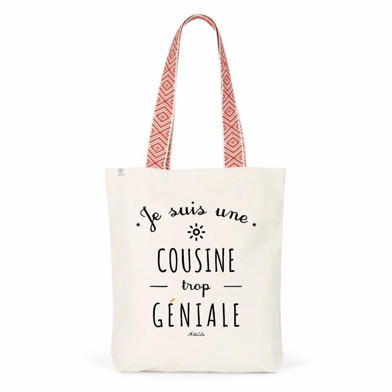 Cadeau anniversaire : Tote Bag Premium - Cousine trop Géniale - 2 Coloris - Cadeau Durable - Cadeau Personnalisable - Cadeaux-Positifs.com -Unique-Rouge-