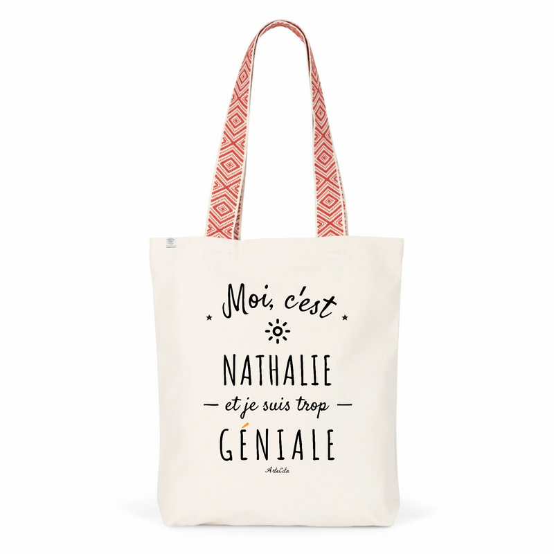 Cadeau anniversaire : Tote Bag Premium - Nathalie est trop Géniale - 2 Coloris - Cadeau Durable - Cadeau Personnalisable - Cadeaux-Positifs.com -Unique-Rouge-